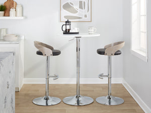 English Elm Adjustable Swivel Barstools Set of 3 Faux Leather Chrome Contemporary Kitchen Seating B202S02029