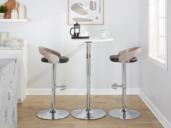 English Elm Adjustable Swivel Barstools Set of 3 Faux Leather Chrome Contemporary Kitchen Seating B202S02029