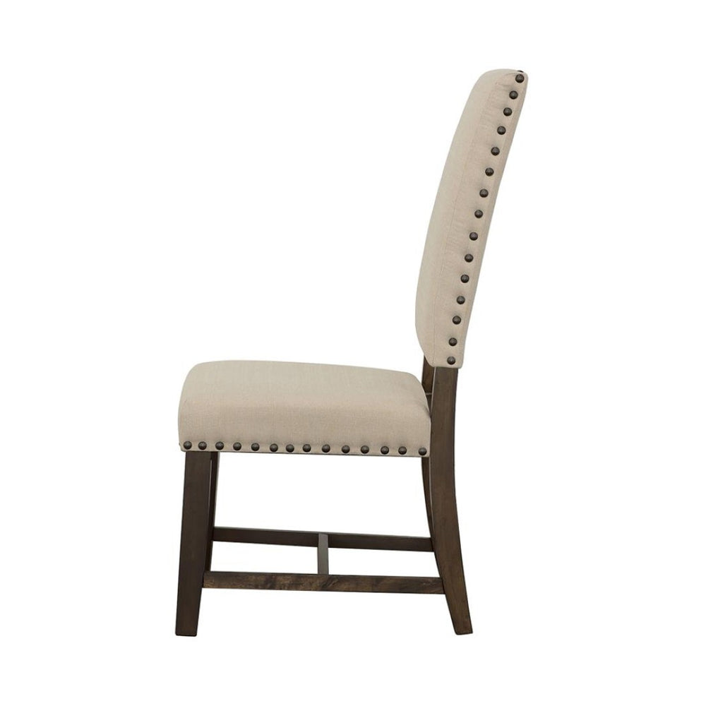 English Elm Set Of 2 Stylish Fabric Upholstered Dining Chairs In Beige & Smokey Black For Modern Spaces B016P369269-GIGA