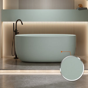 English Elm 51'' Freestanding Solid Resin Stone Soaking Tub Spa Ergonomic Matte White Bath Turquoise Green W2753P340358