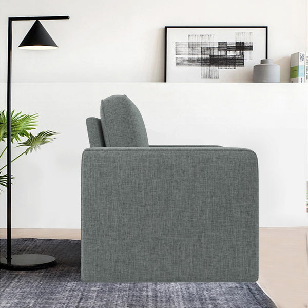 English Elm 360 360 Rotation Swivel Accent Chair Gray Linen Upholstered Wide 36" Mid-Century Ergonomic Sofa Seat Comfortable Modern Home Office Lounge T3950P387638