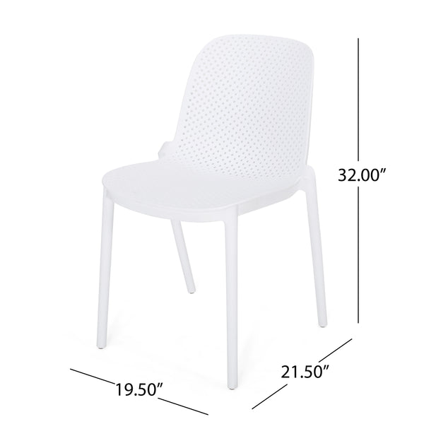 English Elm Christopher Knight Home® - IVY Outdoor Dining Chair with Weather-Resistant Polypropylene, Perforated Modern Design & Durable Frame White 33.5 L x 23.5 W x 20.3 H 68520.00WHI