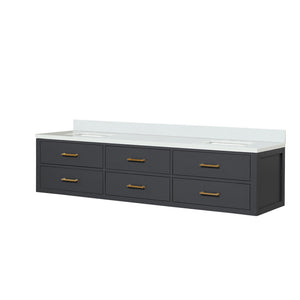 English Elm Black Double Bath Vanity - 80" W Elegant Design With Cultured Marble Top & Ample Storage Space B2731P258096