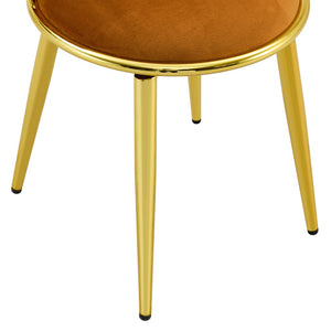 English Elm Set of 2 Velvet Dining Chairs with Braided Rope Backrests and Sculptural Metal Legs Gold,Orange W1512P491450