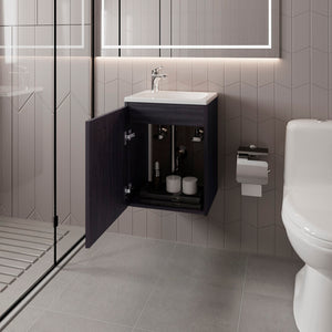 English Elm Summit Floating Wall Mount Vanity Cabinet Matte Finish Modern Bathroom Storage Black B092P439899