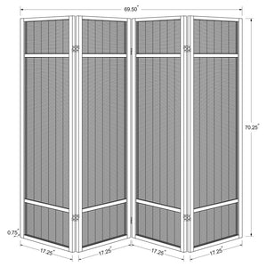 English Elm 4-panel Woven Bamboo Folding Screen with Pine Frame for Home Office or Living Room B016P473623