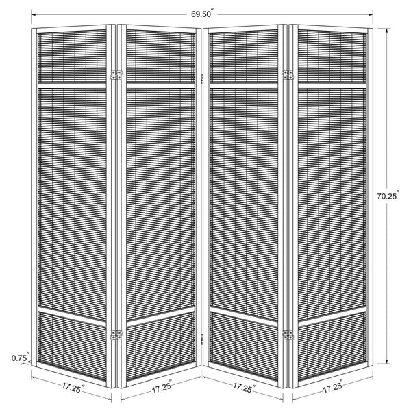 English Elm 4-panel Woven Bamboo Folding Screen with Pine Frame for Home Office or Living Room B016P473623