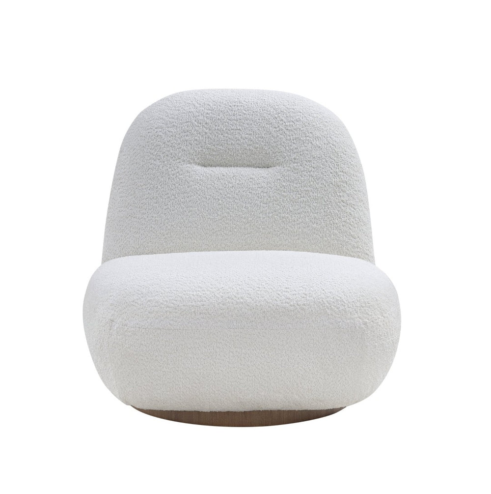 English Elm 2p, Boucle Swivel Accent Chair Armless Cloud Seat Sculptural Minimalist Living Room W2664S00081