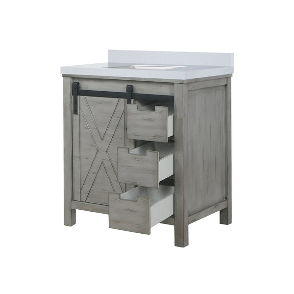 English Elm Ash Grey Bath Vanity 30" W X 22" D With Durable Cultured Marble Top & Ample Storage Solutions B2731P260109