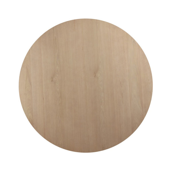 English Elm Cesare Round Pedestal Dining Set Oak Veneer Table with Four Gray Linen Chairs B2749S00302
