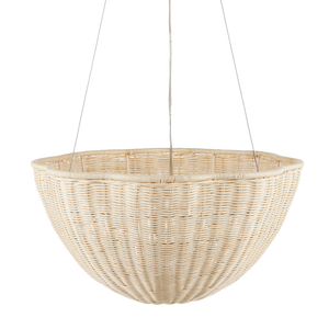 Telos Pendant Light - Coastal Woven Wicker Chandelier, Bleached Natural Finish for Bright Spaces