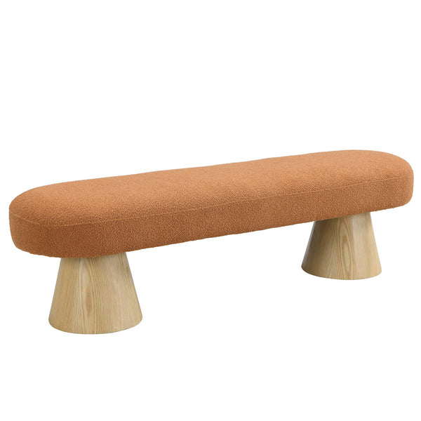 English Elm Christopher Knight Home® - Dining 64" Modern Farmhouse Storage Bench with Bouclé Upholstery and Solid Wood Legs, Durable and Stylish Orange N779P271401O