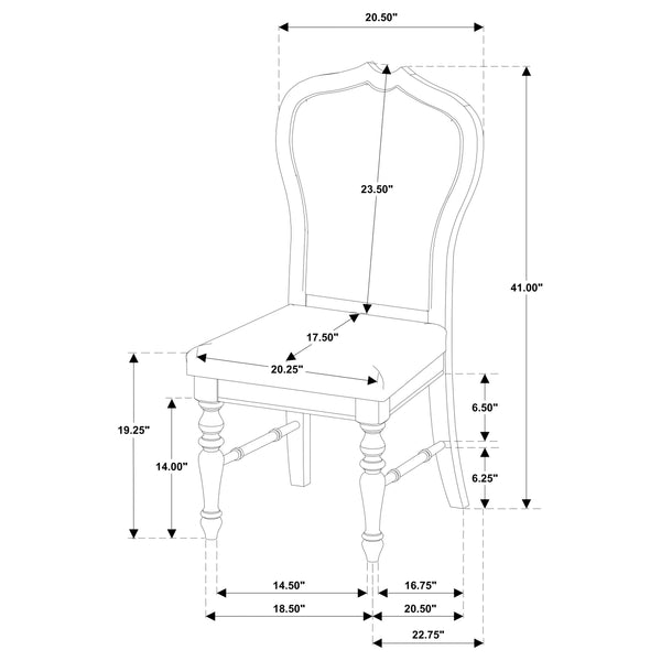 English Elm 2pc Farmhouse Ladderback Dining Chairs with Padded Latte Upholstery, Asian Hardwood Frame, Wire-Brushed Texture Brown,Ivory 43.11 L x 22.83 W x 14.37 H B011P298385