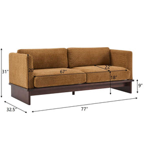 English Elm Christopher Knight Home® - 77 Modern 3-Seater Boucle Sofa with Solid Walnut Base, Square-Arm Design, Durable Breathable Fabric Camel N773IS00033N