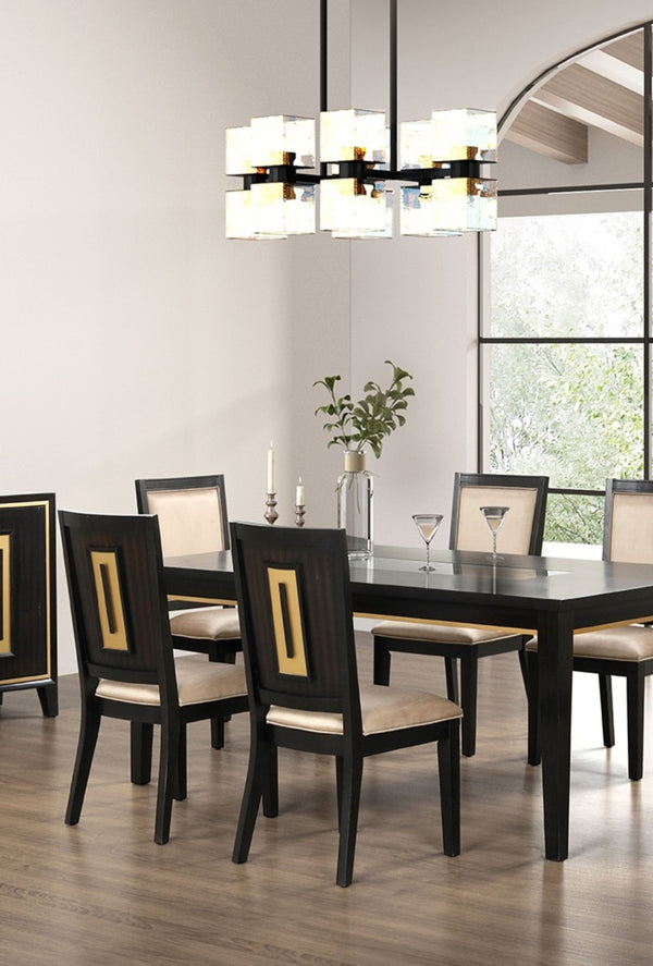 English Elm Contemporary Upholstered Dining Chairs Set of 2 | Gold Back Accent, Plush Seat & Back Comfort, Modern B2741P311019