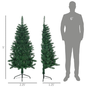 English Elm Christmas Half Tree 5ft Pvc Auto Open Branches Steel Base Wall Hugging Indoor T3971P419587