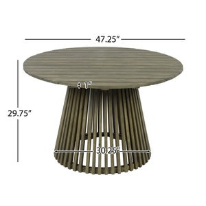 English Elm Christopher Knight Home® - Outdoor Acacia Wood Dining Table - 47.25-Inch Grey Round Patio Table For Stylish Gatherings & Comfort N770P313798G