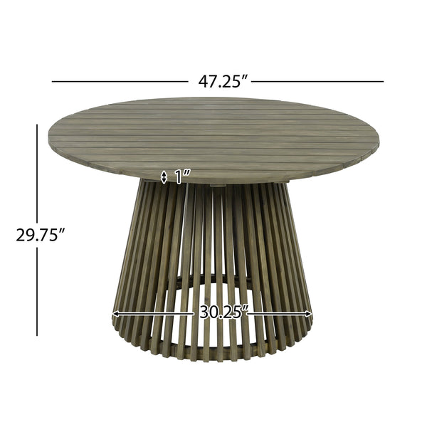 English Elm Christopher Knight Home® - Outdoor Acacia Wood Dining Table - 47.25-Inch Grey Round Patio Table For Stylish Gatherings & Comfort N770P313798G