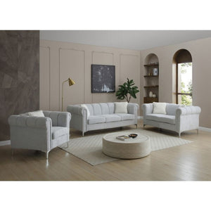 English Elm Sammy Rolled Arm Accent Chair Teddy Chenille Nailhead Trim Modern Living Room Seat B078P473039