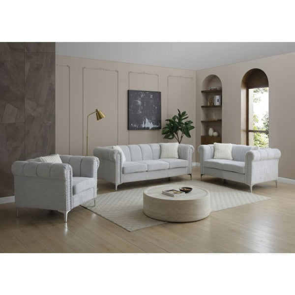 English Elm Sammy Rolled Arm Accent Chair Teddy Chenille Nailhead Trim Modern Living Room Seat B078P473039