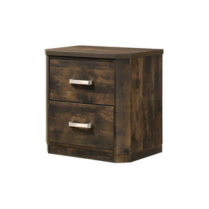 English Elm Elettra Rustic Walnut Nightstand with 2 Smooth-Glide Dovetail Drawers, Brushed Nickel Handles, Durable Finish B2726P261230