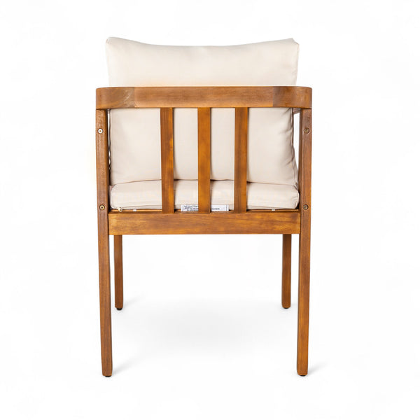 English Elm Christopher Knight Home® - Acacia Solid Acacia Wood Outdoor Dining Chairs Set of 2 with Beige Weather-Resistant Cushions, Natural Finish N776P286347B