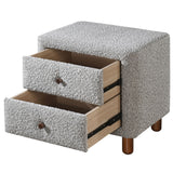 English Elm Grey Boucle 2-Drawer Upholstered Nightstand