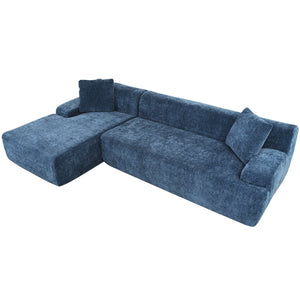 English Elm U_Style Modern Large L-Shape Modular Sectional Sofa with Foam+Pocket Spring Comfort, 3-Seater Lounge Blue WY000416AAC