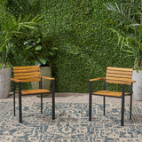 Christopher Knight Home® - Noble House - Laris Outdoor Wood and Iron Dining Chairs - Set of 2