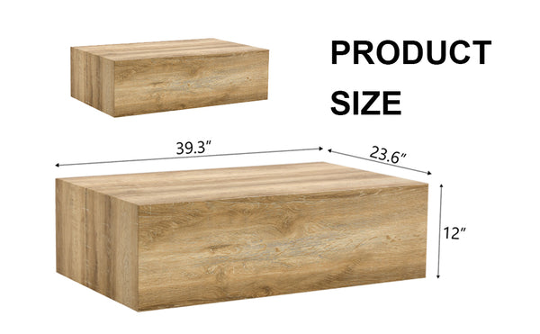 English Elm Elevate Minimalist Mdf Coffee Table - Modern Light Wood Finish With White Pattern Design For Living Room W1151P187998