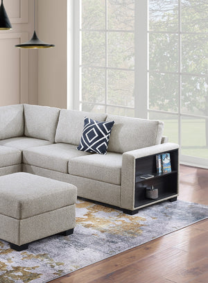 English Elm Contemporary 3-Piece Sectional Sofa Set in Ash Black Corduroy with RAF/LAF Chaise, Tufted Seats, Pillows - Stylish Low-Profile Design Beige 40 L x 26 W x 58 H B011S01786