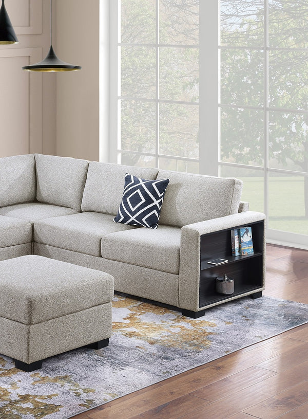 English Elm Contemporary 3-Piece Sectional Sofa Set in Ash Black Corduroy with RAF/LAF Chaise, Tufted Seats, Pillows - Stylish Low-Profile Design Beige 40 L x 26 W x 58 H B011S01786