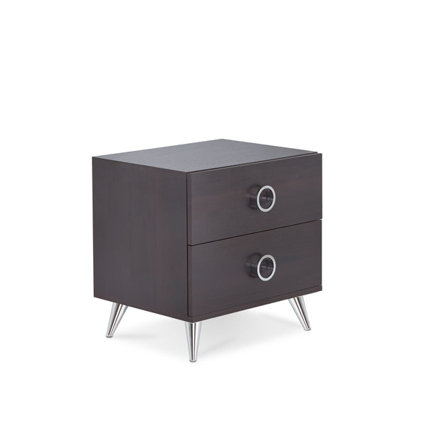 English Elm Elms Espresso Finish Accent Table with 2 Drawers, Silver Ring Pulls, Tapered Legs, Durable Synthetic Wood B2726P254142
