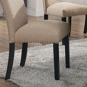 English Elm Light Gray Flannelette Counter Dining Chairs Nailhead Trim Ladder Back Set of Two B2741P416575