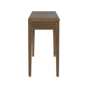 English Elm U_style Oak Veneer Console Table with Three Wave Drawers for Entryway or Foyer Brown N711P401926D