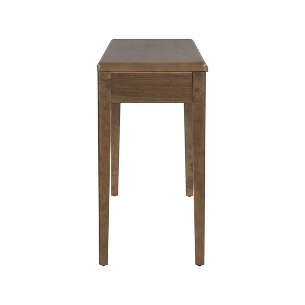English Elm U_style Oak Veneer Console Table with Three Wave Drawers for Entryway or Foyer Brown N711P401926D