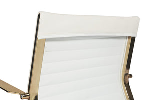 Sunpan Jessica Office Chair - Glamorous Faux Leather Design with Polished Gold Frame for Stylish Mobility Snow