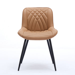 English Elm Dining Chairs Mid Century Modern Set of 2 with Curved Back Support, Perforated PU Upholstery, Cushioned Comfort and Floor-Protecting Adjustable Leg Caps khaki W1143P254985