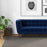 English Elm Ashcroft Furniture - Addison Sofa (Large - Dark Blue Boucle With Metal Feet)