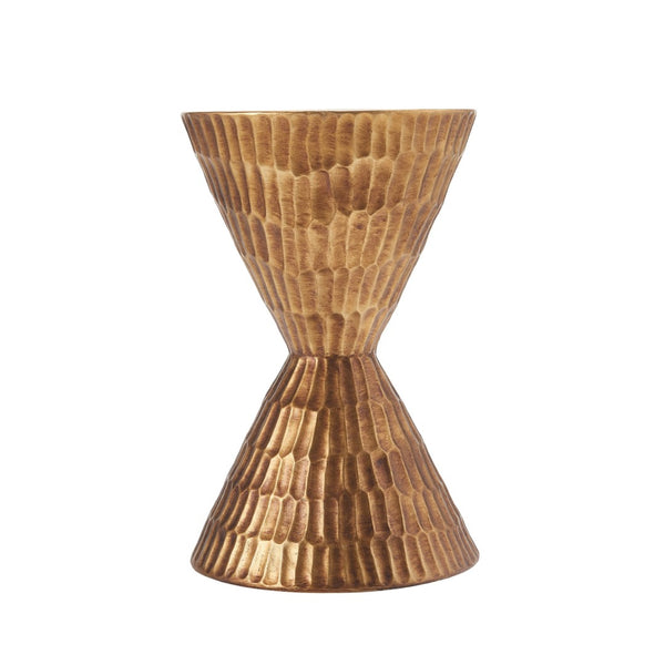 English Elm 13.78 Inch Handmade Mgo Geometric Side Table Gold Metallic Accent for Indoor Outdoor N772P390771C