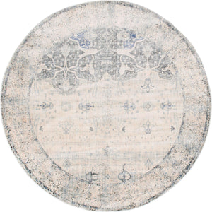 Unique Loom Asheville Barrington Machine Made Border Rug Gray, Beige/Blue/Navy Blue 8' 0" x 8' 0"