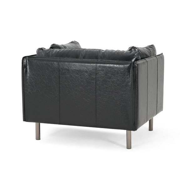 English Elm Christopher Knight Home® - 39" Vintage Black Faux Leather Lounge Chair - Stylish Comfort With Durable Build For Any Space N767P208310K