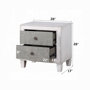 English Elm Modern Rustic White and Gray Nightstand with 2 Smooth-Glide Drawers, Sturdy Wood Frame, Farmhouse Charm B2741P324354