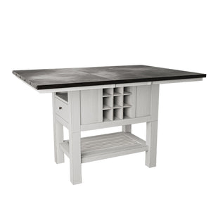 English Elm Antique Counter Height 7pc Dining Set with 18" Leaf, Built-In Wine Storage, Distressed Vintage Charm B011S01888
