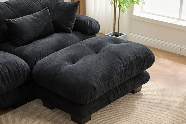 English Elm United We Win U-Shaped Modular Cloud Couch With 2 Ottomans & Bolster Pillows For Ultimate Comfort W1568S00196-GIGA