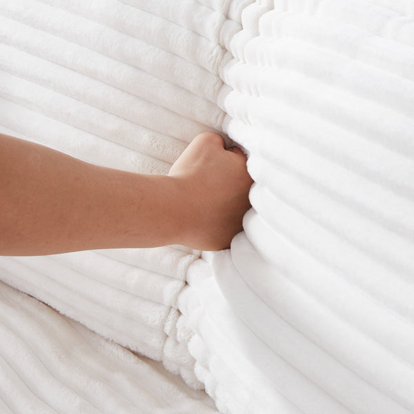 English Elm The 112-inch Corduroy Sofa in Beige with Two Pillows, Solid Wood Frame, S-Spring Comfort for 4-seat Living Room W3371S00006