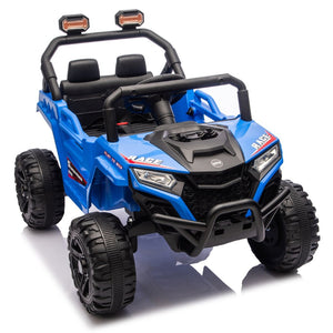 English Elm 12v Kids Electric Utv with 4-wheel Suspension Anti-collision Bar and 2-hour Battery Blue W1578P343327