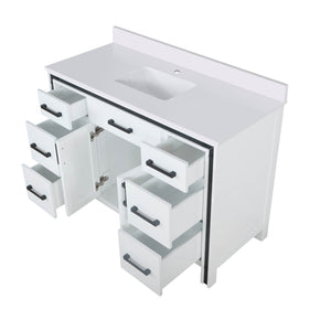 English Elm White 48 in. Bath Vanity with Cultured Marble Top, Solid Wood Frame, Soft-Close Drawers, Scratch-Resistant Counter and Pre-Drilled Faucet Hole for Easy Installation B2731P260691