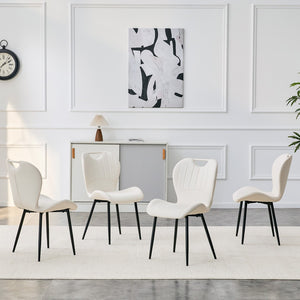 English Elm Set of 4 Olive Fabric Dining Chairs Ergonomic Cushion Black Steel Frame Modern White+Black W1151P454887