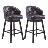 Christopher Knight Home® - Noble House - - 33.25" Swivel Counter Stools Set Of 2, Upholstered Counter Height Bar Stools With Solid Rubber Wood Frame, Backrest, Footrest, Armless Barstools For Home Bar, Kitchen Counter, Dark Brown